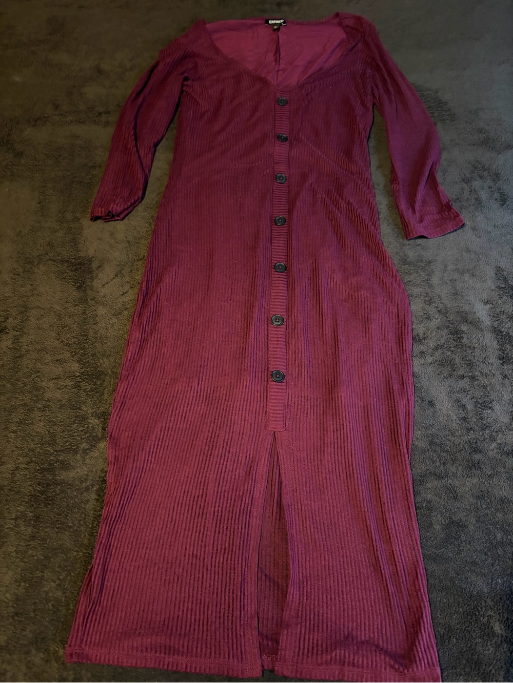 Express Burgundy Wine Long Button Gown